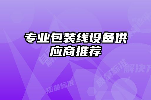 專業(yè)包裝線設(shè)備供應商推薦