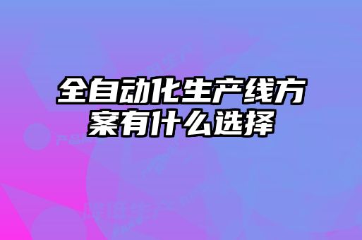 全自動化生產線方案有什么選擇