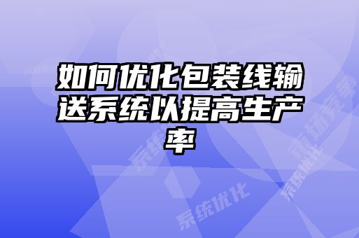 如何優化包裝線輸送系統以提高生產率