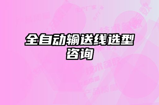 全自動輸送線選型咨詢