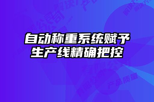自動稱重系統(tǒng)賦予生產(chǎn)線精確把控